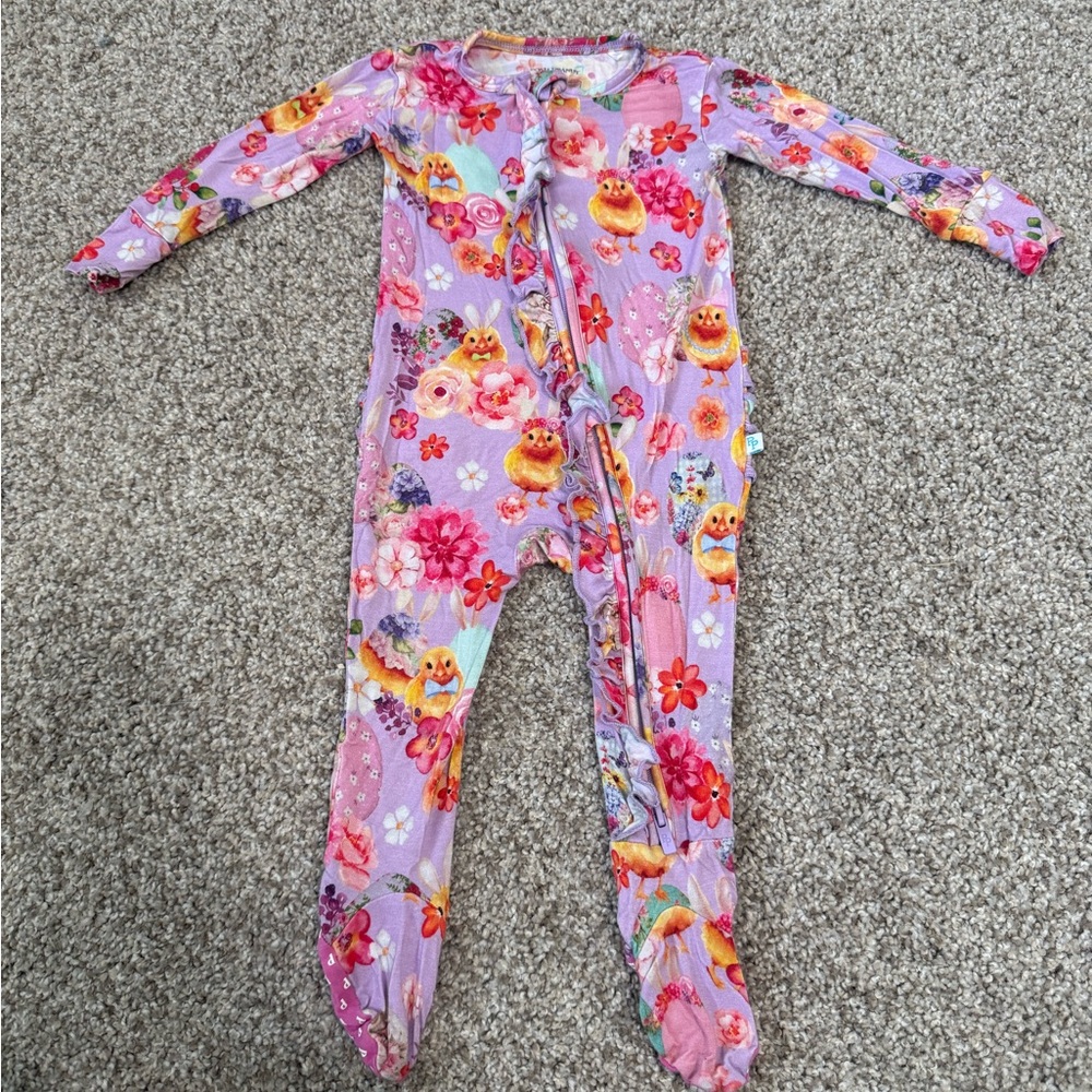 Posh Peanut vibrant chick Floral Kids bamboo Footie